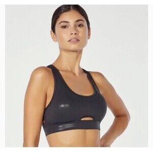 Wildfox Isabella racerback Sports Bra black Shiny‎ Size Medium Athletic